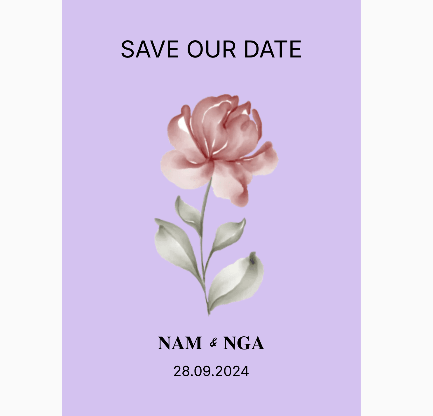 Thiệp cưới Online - Love flower - Lavender