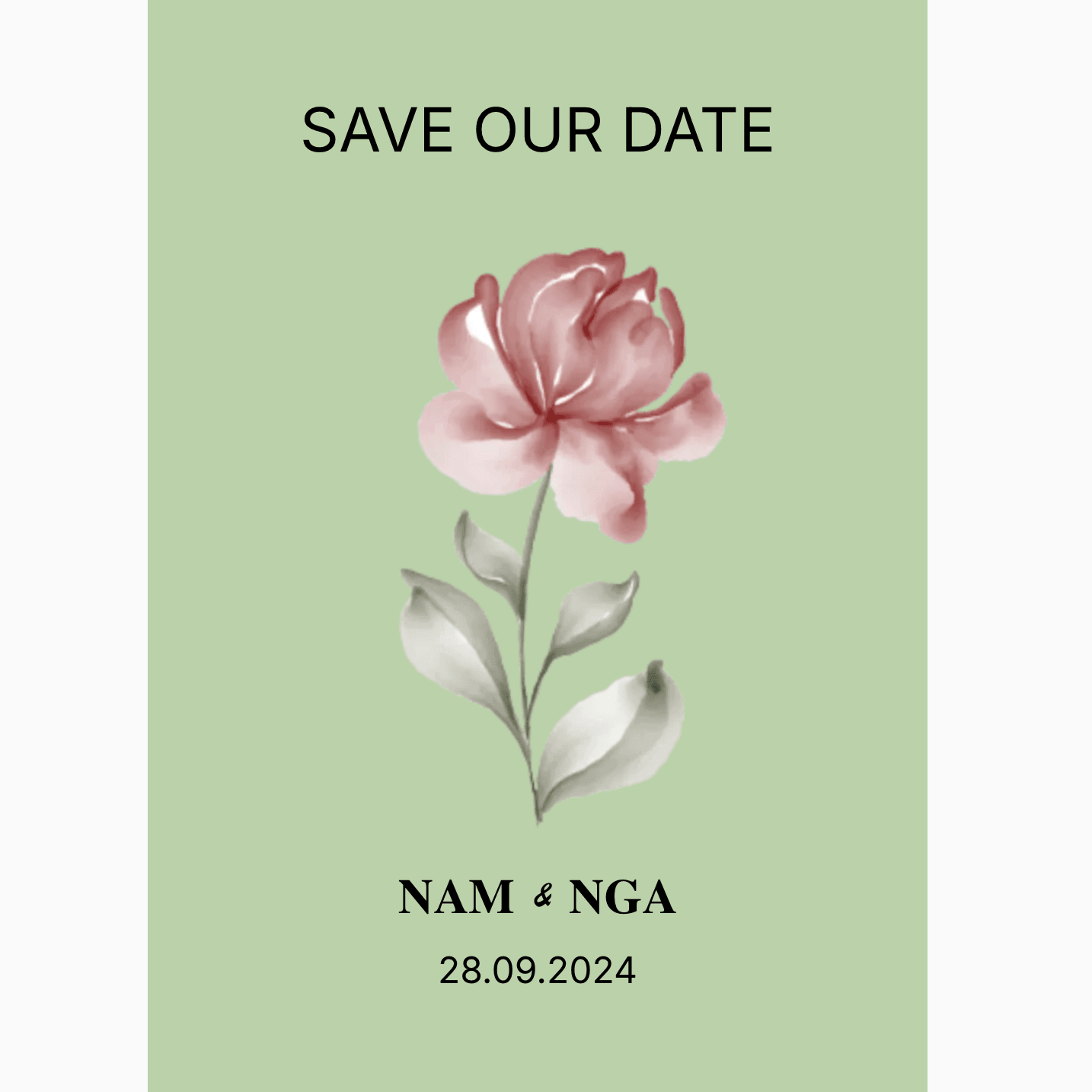 Thiệp cưới Online - Love flower - Xanh rêu