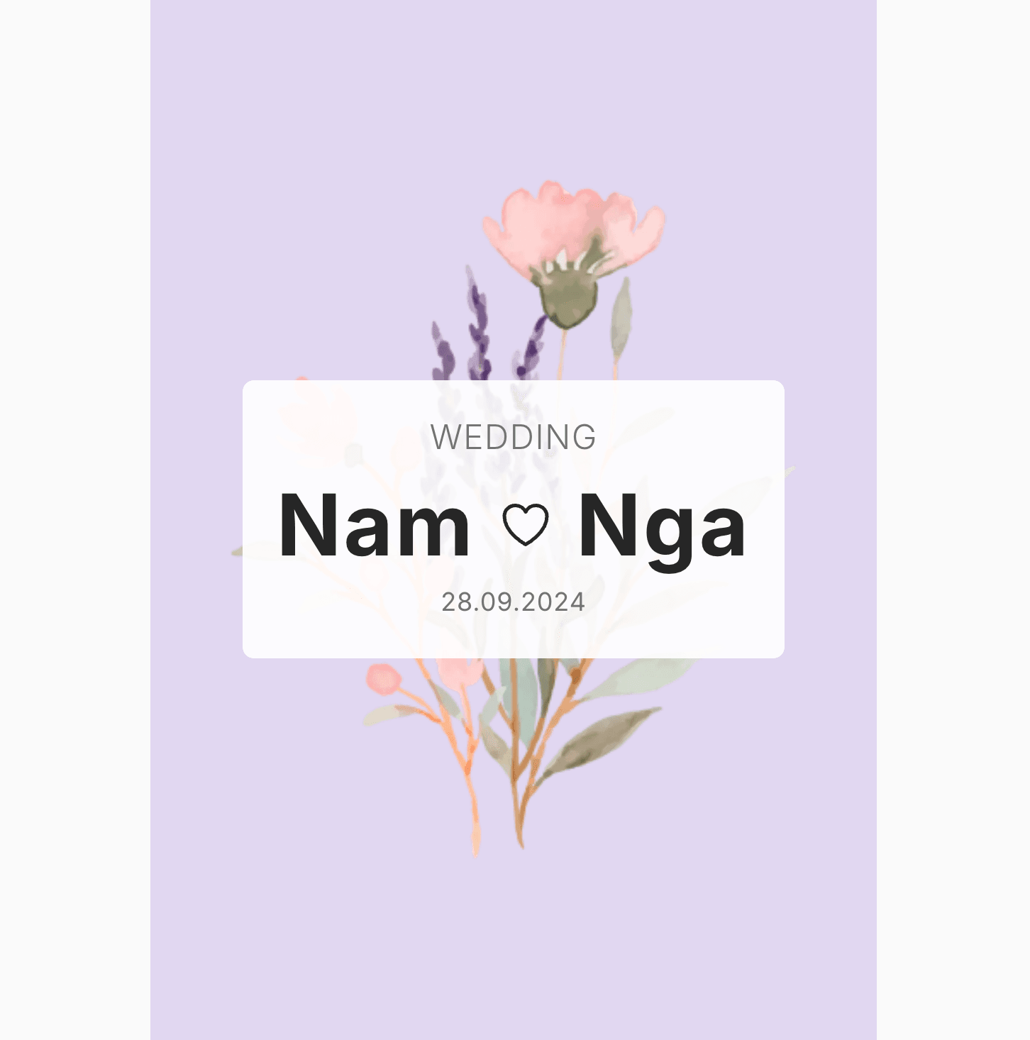 Thiệp cưới Online - Fairytale Flower - Tím