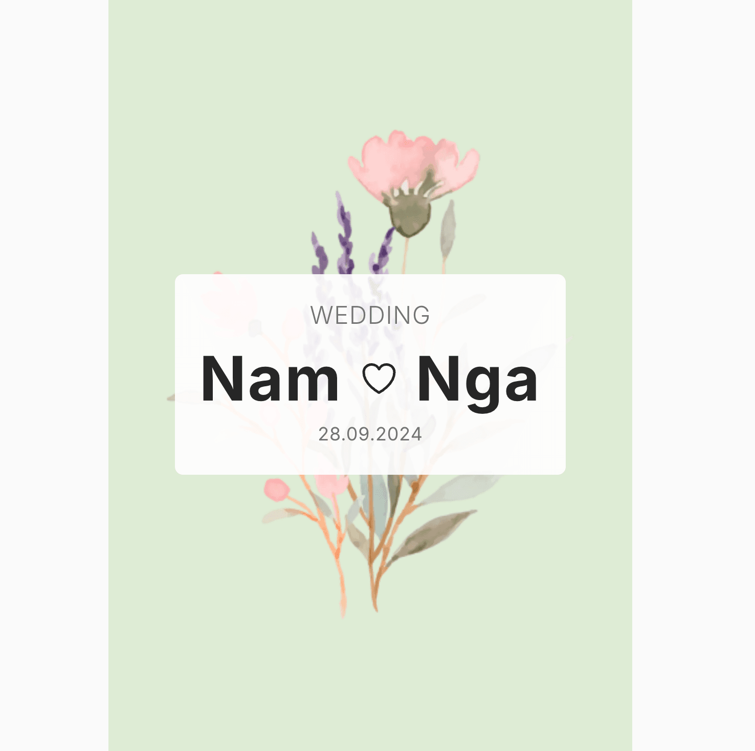Thiệp cưới Online - Fairytale Flower - Xanh rêu