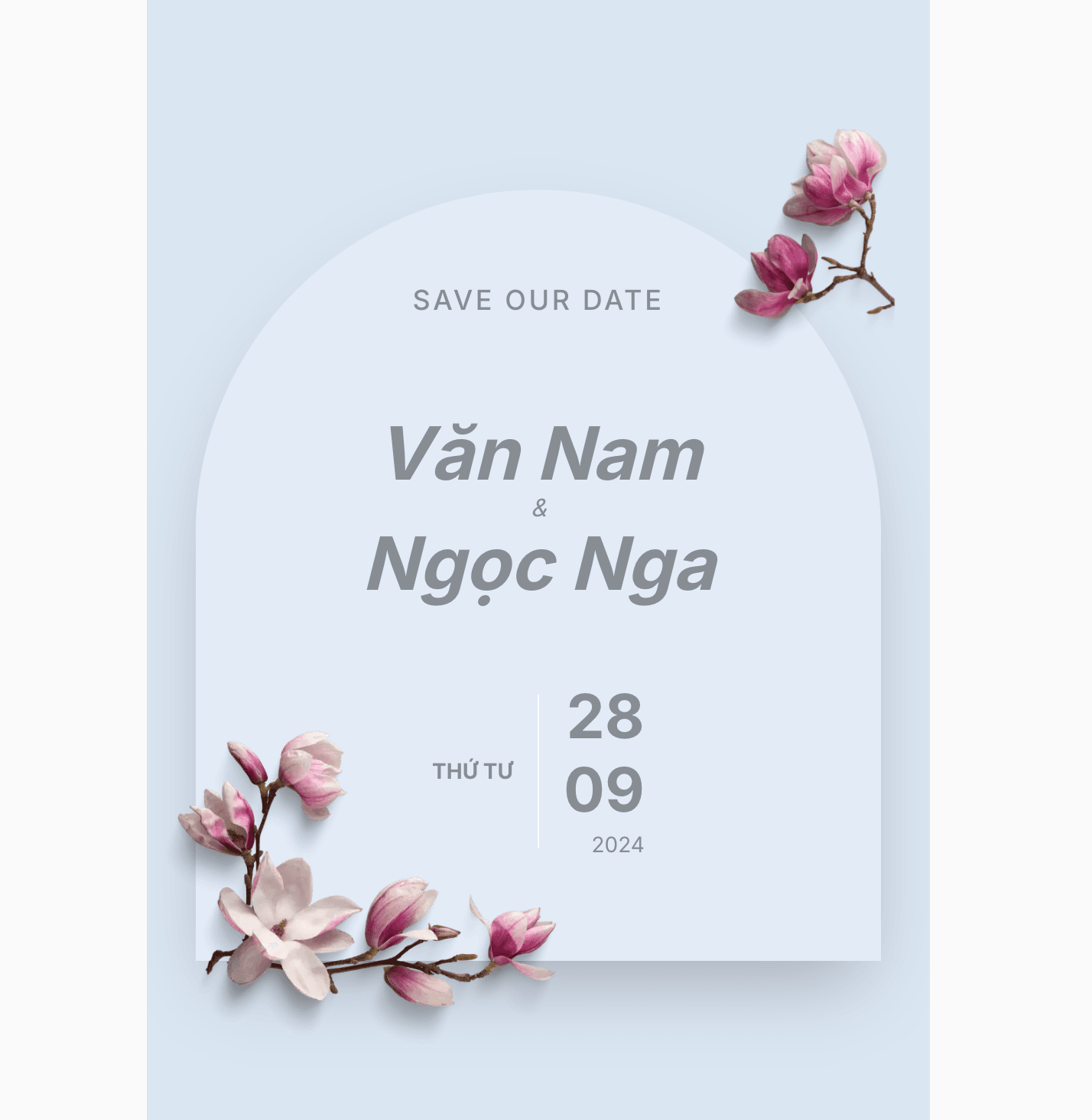 Thiệp cưới Online - Đoá sen kết nối - Xanh biển