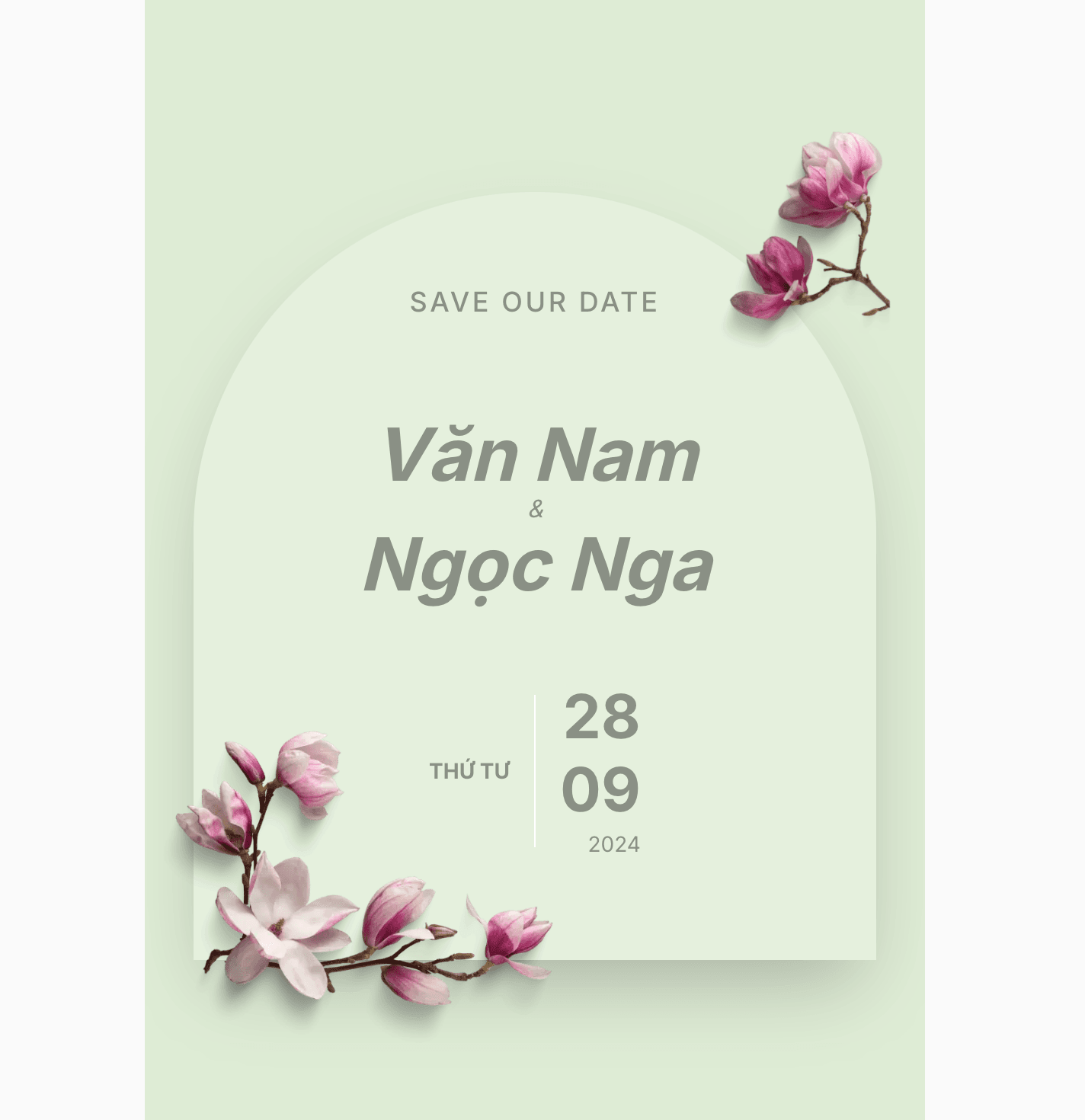 Thiệp cưới Online - Đoá sen kết nối - Xanh rêu