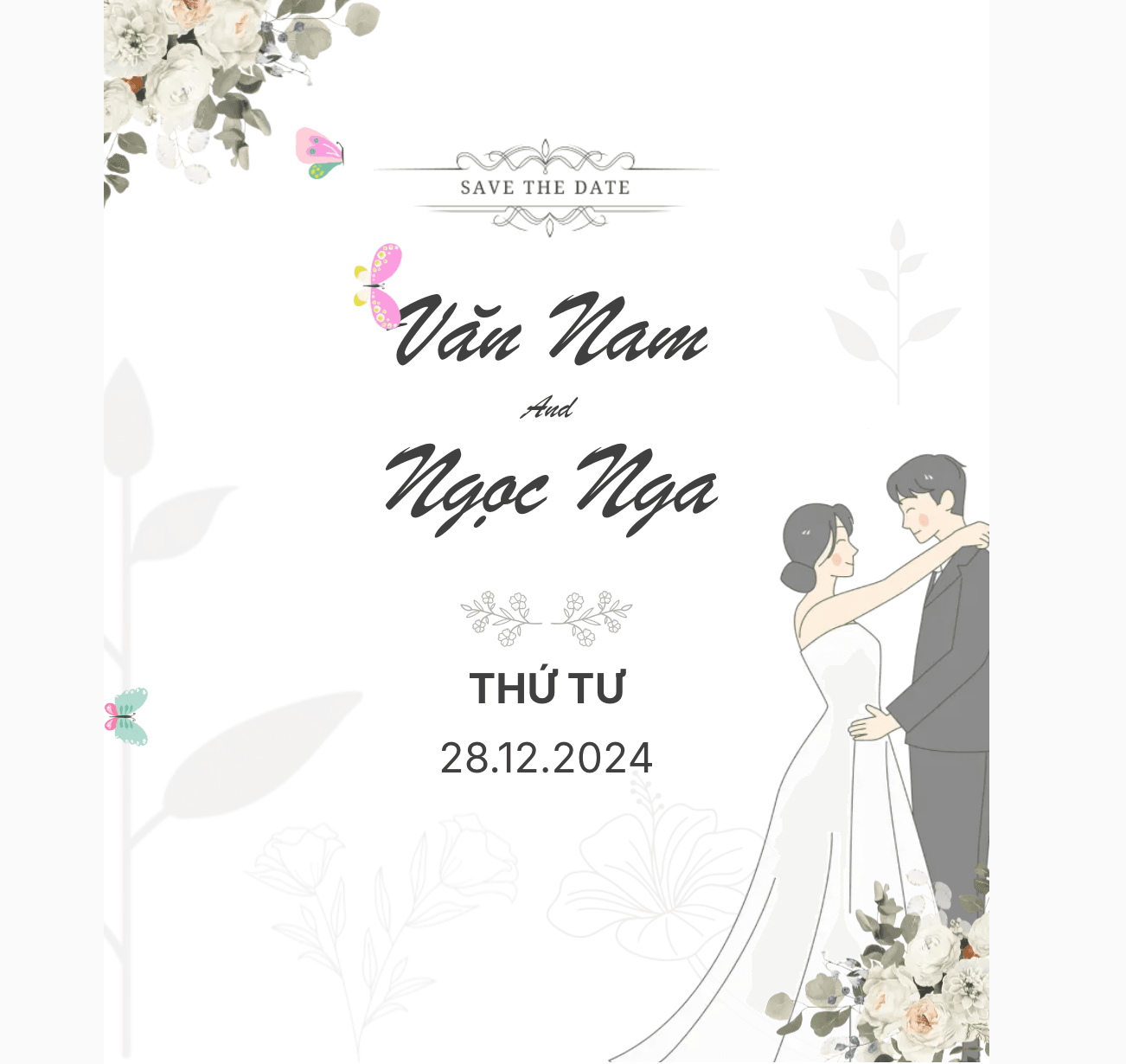 Thiệp cưới Online - Ngàn năm yêu thương - Trắng